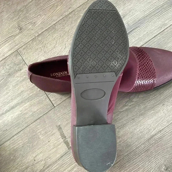 [9.5W]London Fog Willow Burgundy Block Heel wide Fit Loafer  Pump - Picture 5 of 7